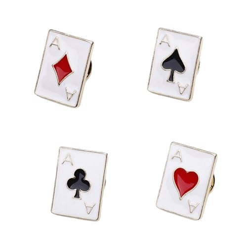 4pcs Niedlichkeit Brosche Pokerkarte Thema Schöne Pin Stylish Party Badge Alloy Textur Für Partykleid Und Präsentiertes Gebensbrosche Brosche von Obotsnoi