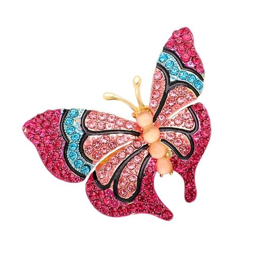 Brosche mit Strasssteinen und Schmetterling, modische Abendgarderobe, Anstecknadel, Kleidung, Accessoires, gesellschaftliche Veranstaltungen, Schmuck, bunte Strasssteine, Brosche, Hochzeit von Obotsnoi