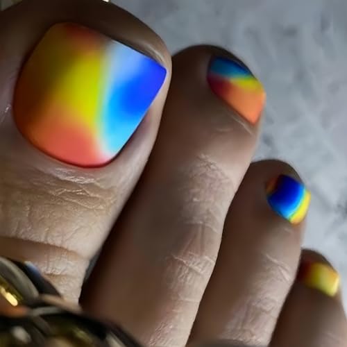 Drücken Sie auf Zehennägel, quadratisch, glänzend, französische Spitzen, künstliche Zehennägel mit Design, Acryl, künstliche Zehennägel, Klebstoff, Zehennägel, für Damen, französische Spitze von Obotsnoi