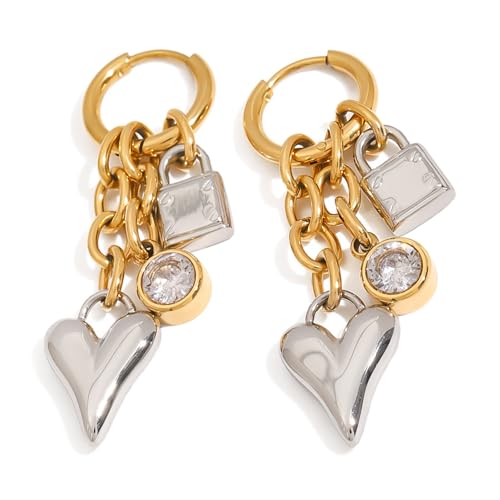 Einzigartiger Ohrschmuck, Herz-Anhänger, Ohrringe, Edelstahl-Textur, moderner Damenschmuck, Geschenk für Frauen und Mädchen, Liebesherz-Anhänger Einzigartiger Ohrschmuck, Herz-Anhänger, Ohrringe, Edelstahl-Textur, moderner Damenschmuck, Geschenk für Frauen und Mädchen, Liebesherz-Anhänger von Obotsnoi