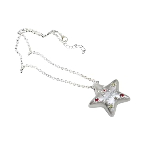 Elegante Fünf-Punkt-Stern-Halskette, Schmuck mit funkelndem Dopamin-Zirkon-Anhänger für Schichten und aufmerksames Geschenk, Dopamin-Zirkon-Stern-Halskette, Einheitsgröße, Wie beschrieben, Wie von Obotsnoi