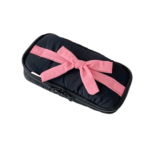 Federmäppchen mit Schleife, große Kapazität, Etui für Radiergummis, Marker, Scheren, Aufbewahrung, Schleife, Schleifen-Box, Schwarz , Mass Beauty von Obotsnoi