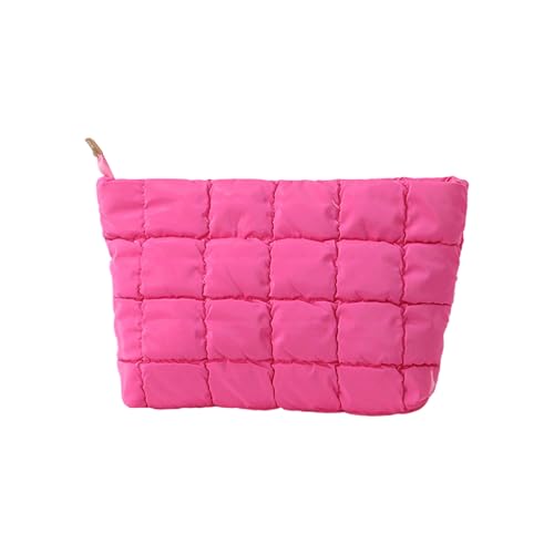Gesteppte Make-up-Tasche, PU-Leder, Kosmetik-Organizer, multifunktional, Diamantmuster, mehrere Farben, wasserdicht, Make-up-Aufbewahrungstasche, rosarot, Einheitsgröße von Obotsnoi