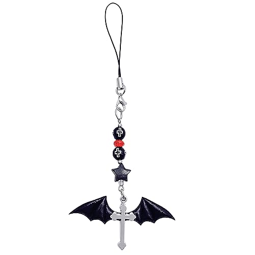 Halloween Gothic Punk Bat Telefon Charme Für Frauen Männer Überqueren Die Anhänger Mobilkette Y2K Bowknot Heart Lanyard Schlüsselbund Kette Halloween Gothic Punk Bat Telefon Charme Für Frauen Männer Überqueren Die Anhänger Mobilkette Y2K Bowknot Heart Lanyard Schlüsselbund Kette von Obotsnoi
