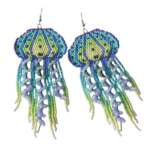Handgefertigte Quasten Ohrringe Charm Quallen Form Perlen Mode Ohrschmuck Für Mode Outfits Künstlerische Drop Ohrringe von Obotsnoi