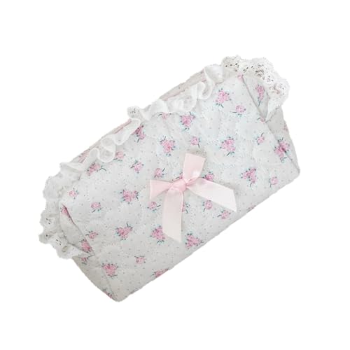 Kosmetiktasche mit floralem Spitzenmuster für Damen, Reise-Toilettenartikel, Schmuckaufbewahrung, weicher Baumwollstoff, großes Fassungsvermögen, für den täglichen Gebrauch von Obotsnoi