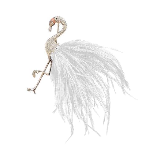 Modische Flamingo-Brosche mit Zirkonia-Steinen, auffällige Anstecknadel, Kleidungsdekoration für den täglichen Gebrauch, künstlerischer Flamingo-Schmuck, Einheitsgröße, Wie beschrieben von Obotsnoi