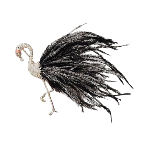 Modische Flamingo-Brosche mit Zirkonia-Steinen, auffällige Anstecknadel, Kleidungsdekoration für den täglichen Gebrauch, künstlerischer Flamingo-Schmuck, Einheitsgröße, Wie beschrieben von Obotsnoi
