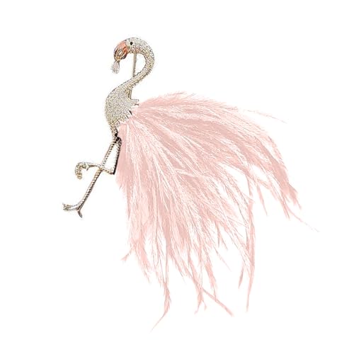 Modische Flamingo-Brosche mit Zirkonia-Steinen, auffällige Anstecknadel, Kleidungsdekoration für den täglichen Gebrauch, künstlerischer Flamingo-Schmuck, Einheitsgröße, Wie beschrieben von Obotsnoi