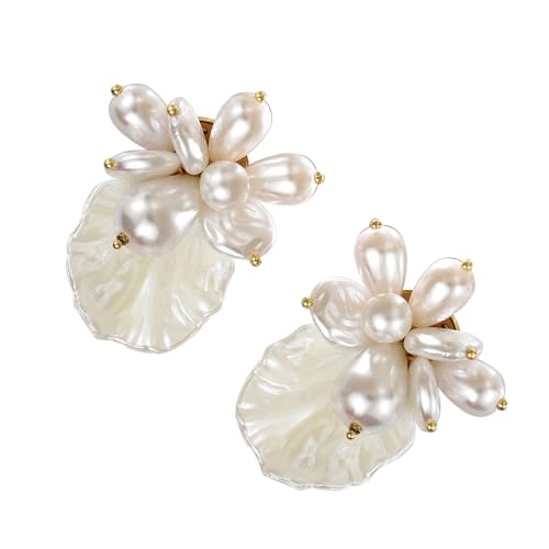 Modische baumelnde Ohrringe mit simulierten Perlen und aufwendigen Blumenmustern, vielseitiges Schmuckzubehör, elegante geometrische Blumenohrringe von Obotsnoi