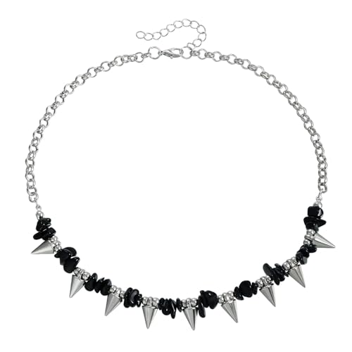 Obotsnoi Edgy Gothic Punk Spliced Chain Necklace Adjustable Length Collarbone Chain For Alternative Styles Enthusiasts Punk Rock Statement Necklace von Obotsnoi