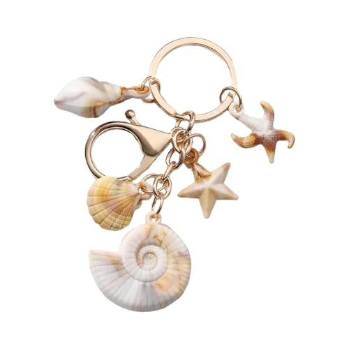 Obotsnoi Einzigartiger Schlüsselanhänger aus Acryl, Muschel, Seestern-Anhänger, Ringe, handgefertigt, Tasche, Zubehör für Damen und Mädchen, Strand-Souvenir Obotsnoi Einzigartiger Schlüsselanhänger aus Acryl, Muschel, Seestern-Anhänger, Ringe, handgefertigt, Tasche, Zubehör für Damen und Mädchen, Strand-Souvenir von Obotsnoi