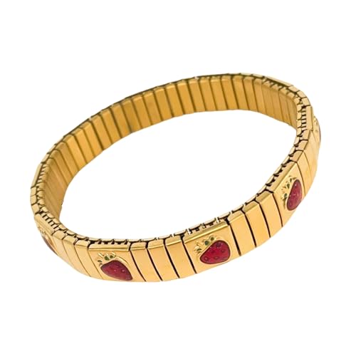 Obotsnoi Elastisches Edelstahl-Armband mit Fruchtmotiven, Frühlingsparty-Schmuck für trendige Frauen, Mode-Accessoires, Geschenkideen, Mode-Accessoire, Einheitsgröße, Wie beschrieben von Obotsnoi
