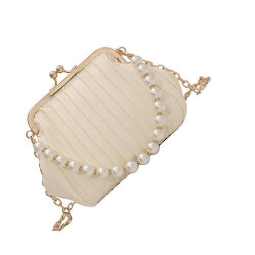 Obotsnoi Frauen Abendtasche PU Schulter Crossbody Tasche Mit Abnehmbarem Riemen Für Hochzeitsfeier Prom Pearls Kette Clutches Geldbörsen Crossbody Geldbörsen Mit Abnehmbarem Riemen von Obotsnoi
