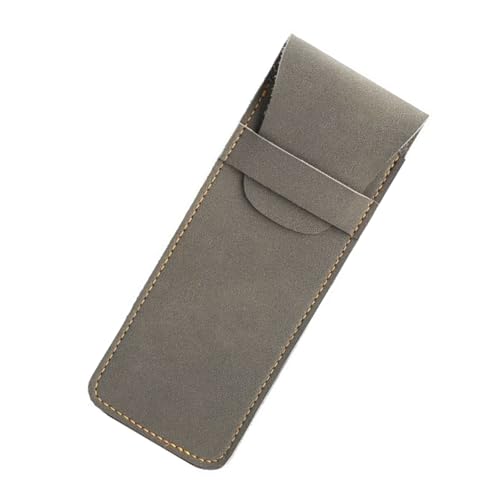 Obotsnoi Leder-Federmäppchen, Retro-Stifttasche, Schulbedarf zum Organisieren von Stiftmarkern und Zubehör, Retro-Federmäppchen, Etui, einfache Schule, Bürobedarf, grau von Obotsnoi