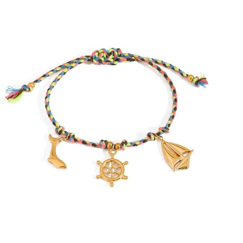 Obotsnoi Marine-inspirierte, verstellbare geflochtene Muschel-Anhänger für Damen und Herren, Hot Day Beach Styles, Handgelenkkette, Schmuck, lässig, Strand, gewellte Handkette, Einheitsgröße, Wie von Obotsnoi