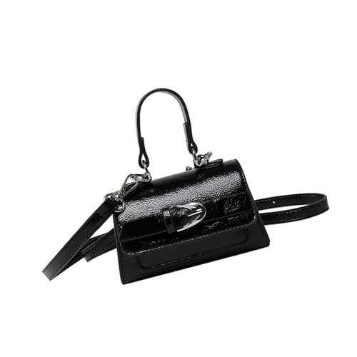 Obotsnoi Moderne kleine Umhängetasche mit Metallbeschlägen, funktionale Handtasche, kompakte Schultertasche für Damen und Mädchen, Schwarz , One Size von Obotsnoi