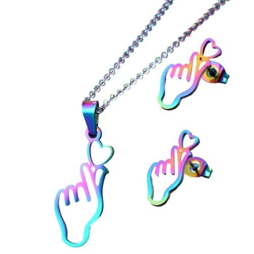 Obotsnoi Modisches Handherz-Gesten-Halskette und Ohrstecker-Set bieten unverwechselbaren Look für verschiedene Veranstaltungen und den täglichen Gebrauch, exquisites hohles Handschmuck-Geschenk-Set Obotsnoi Modisches Handherz-Gesten-Halskette und Ohrstecker-Set bieten unverwechselbaren Look für verschiedene Veranstaltungen und den täglichen Gebrauch, exquisites hohles Handschmuck-Geschenk-Set von Obotsnoi