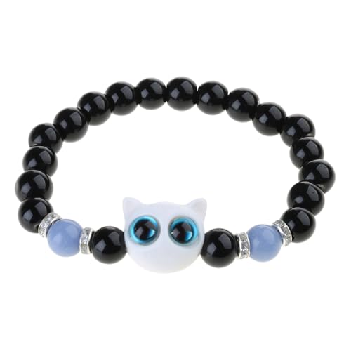 Obotsnoi Niedliche Perlenarmband Luminöser Katzenarmbänder Harz Handkette Handwerkskunst Bequeme Fit Schmuckgeschenk Für Frauen Armband von Obotsnoi