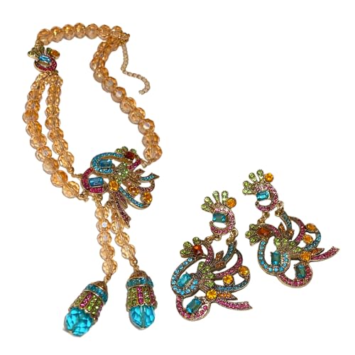 Obotsnoi Praktisches Pfauen-Schmuck-Set mit aufwendigen Designs und langer Nutzungsdauer, Farbdekoration für modische Frauen, Legierungsschmuck von Obotsnoi