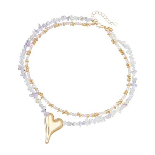 Obotsnoi Statement-Halskette mit Natursteinen, verstellbare Länge, leichte Legierung, Schmuck für Damen, Modeaccessoires, Partykleidung, Edelsteine, Einheitsgröße, Wie beschrieben, Wie beschrieben von Obotsnoi