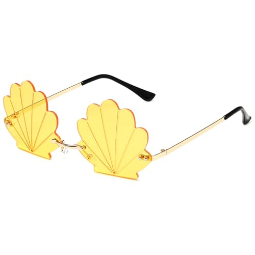 Obotsnoi Stilvolle randlose Muschel-Sonnenbrille für Jugendliche und Erwachsene, für Musik-Festivals und Partys, rahmenlose Brillen, e von Obotsnoi