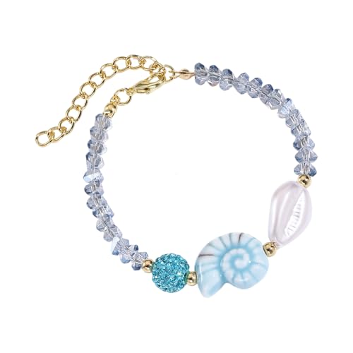 Obotsnoi Verstellbarer Keramik Und Schneckencharme Mit Kristallperlen Marineschmuck Für Frauen Mädchen Süßkristall Perlen Verstellbares Armband von Obotsnoi