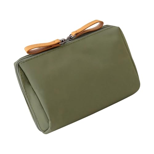 Reisefreundliche Kosmetiktasche mit mehreren Fächern, wasserdichtes Nylon-Material, tragbarer Make-up-Organizer, kleiner Make-up-Koffer aus Nylon, armee-grün, Einheitsgröße von Obotsnoi