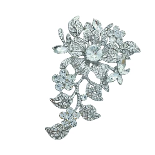 Stilvolle Blumen-Brosche mit Kristallen im Retro-Stil, Schmuck mit aufwendigen Designs, stabile Legierungsmaterialien, ideales Geschenk für Sie, Kristall-Blumenschmuck, Einheitsgröße, Wie beschrieben von Obotsnoi