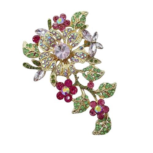 Stilvolle Blumen-Brosche mit Kristallen im Retro-Stil, Schmuck mit aufwendigen Designs, stabile Legierungsmaterialien, ideales Geschenk für Sie, Kristall-Blumenschmuck, Einheitsgröße, Wie beschrieben von Obotsnoi
