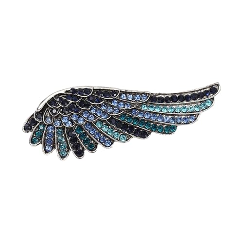 Stilvolle Gefiederte Brosche Mit Funkelnden Kristallen Schimmernden Strassstichstader Stecknadel Modekleidung Accessoire Für Frauen Rassonstones Engel Flügelschmuck von Obotsnoi