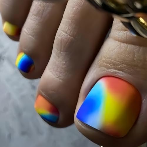 Zehennägel zum Aufdrücken, kurz, quadratisch, vollständige Abdeckung, glänzende Acryl-Zehennägel, glänzend, zum Aufdrücken für Damen, Kleber, Zehennägel für Damen, französische Spitze Zehennägel zum Aufdrücken, kurz, quadratisch, vollständige Abdeckung, glänzende Acryl-Zehennägel, glänzend, zum Aufdrücken für Damen, Kleber, Zehennägel für Damen, französische Spitze von Obotsnoi