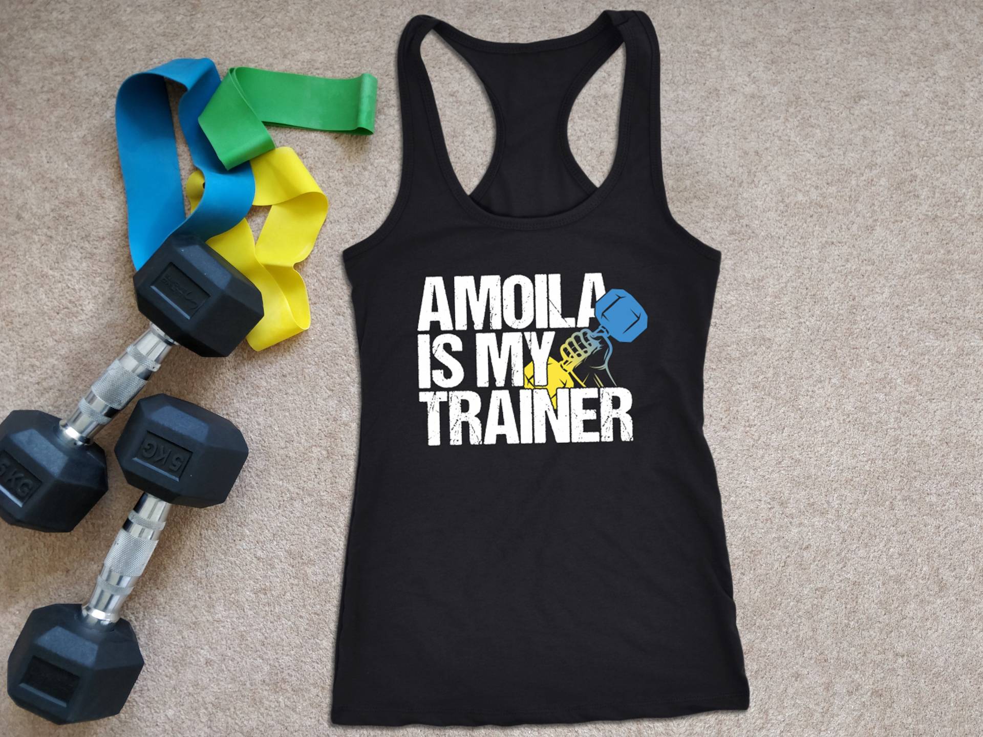 Amoila Is My Trainer Workout Tank Damen 645 Inspirierter Coach Challenger Shirt von ObsessedMerch