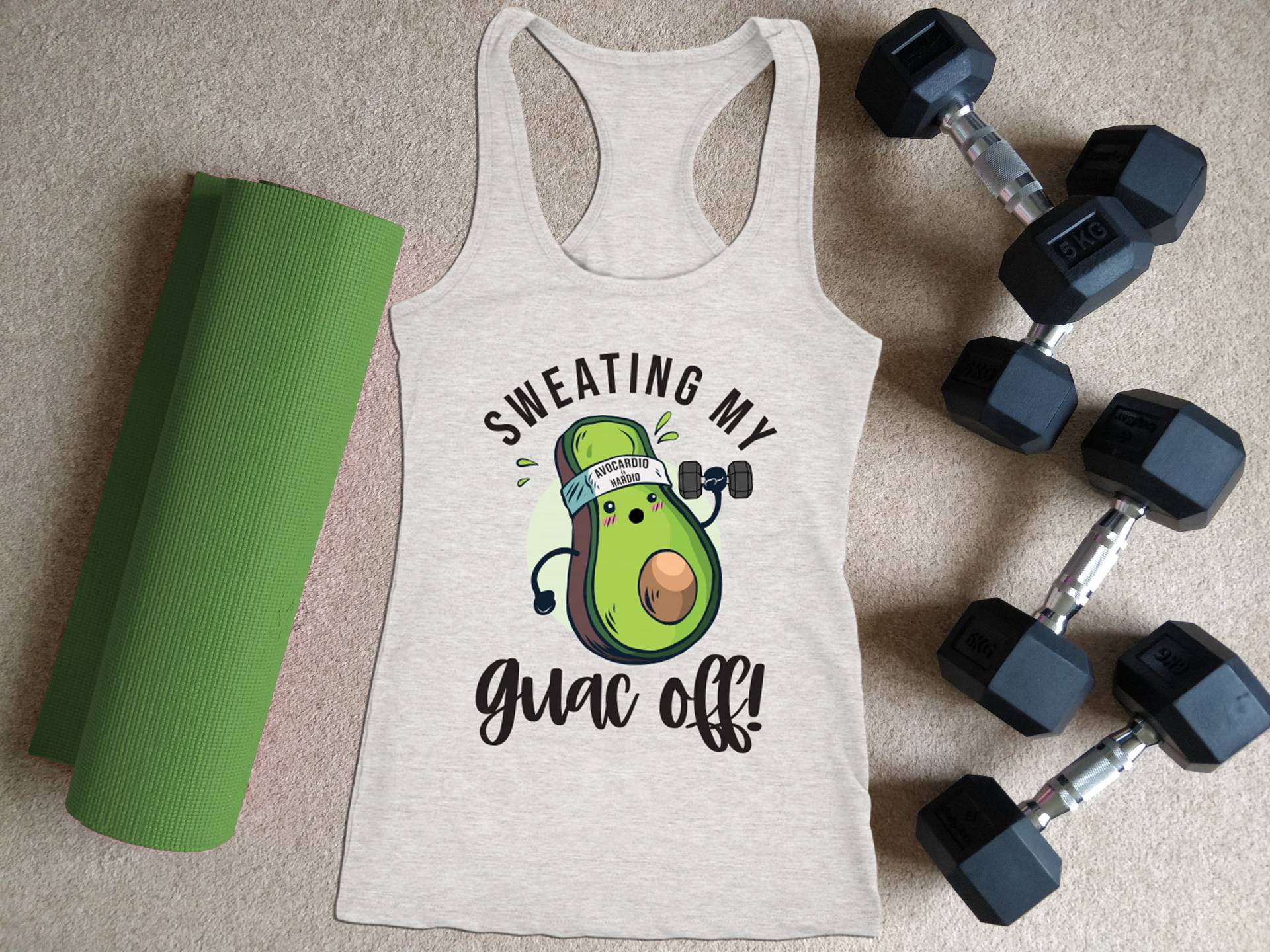 Avocado Tank Top Damen Lustiges Workout Crop Avo-Cardio Guac Shirt Sweating My Off Liebhaber Geschenk von ObsessedMerch