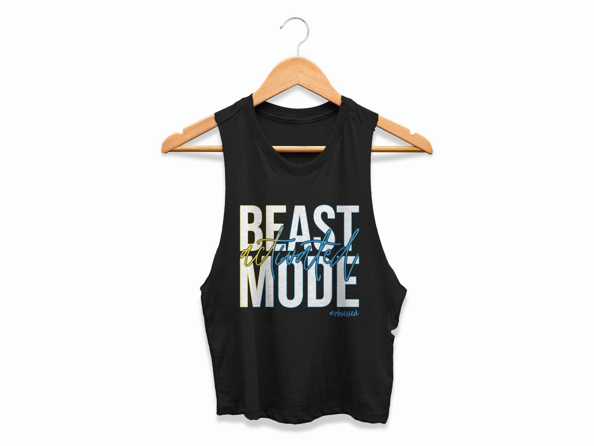 Beast Mode Aktiviertes Damen Crop Top 645 Inspirierter Cropped Tank Coach Challenger Shirt - White + Gradient Edition von ObsessedMerch