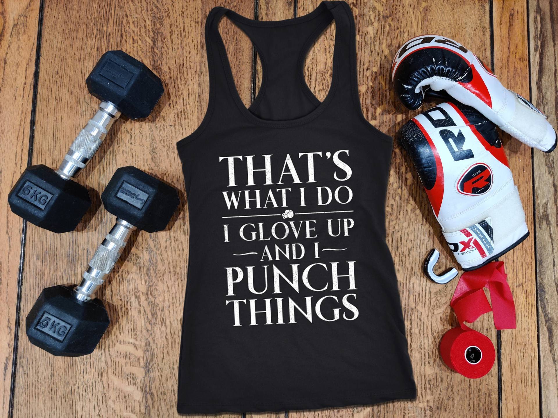 Boxshirt Damen Thats What I Do Glove Up & Punch Things Boxen Tank Funny Girl Boxer Jab Kreuzhaken Uppercut Training Shirt von ObsessedMerch