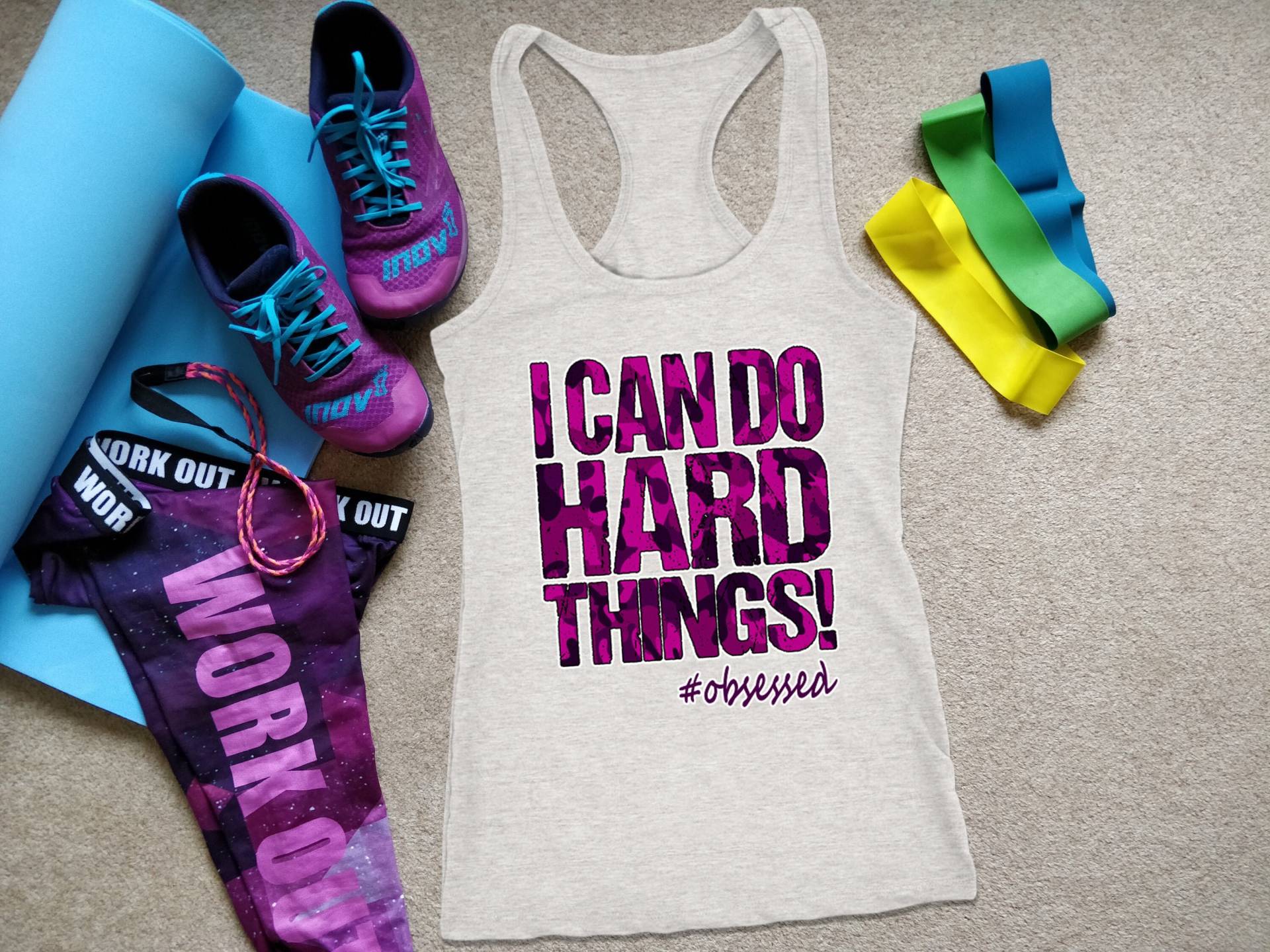 Damen Workout Tank I Can Do Hard Things Lila Camo Motivation Gym Quote Marathon Lauf Shirt Fitness Coach Challenger Geschenk von ObsessedMerch