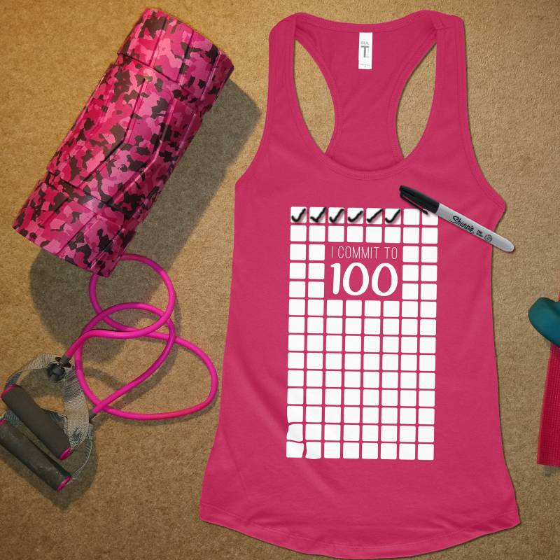 Engagement Für 100 Tank Tick Boxen Challenge Tracker Shirt Damen Morgen Workout Top Coaching Group Geschenk #mm100 von ObsessedMerch