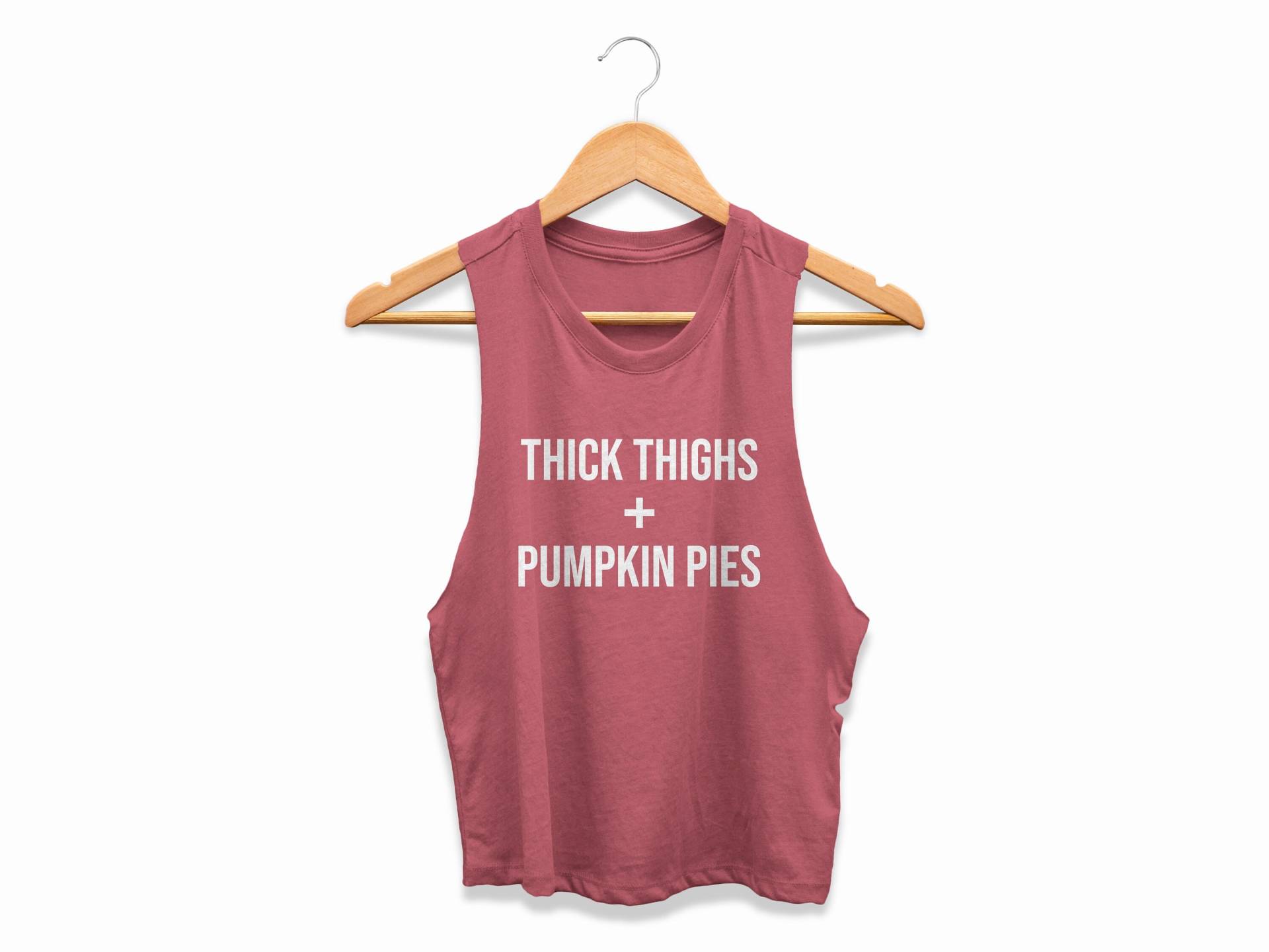 Herbst Shirt Damen Crop Top Cropped Workout Racerback Tank | Dicke Oberschenkel Und Kürbiskuchen von ObsessedMerch