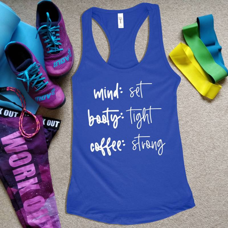 Mind Set Booty Tight Coffee Strong Damen Racerback Tank Top Mind Set Booty Tight Coffee Strong Damen Racerback Tank Top von ObsessedMerch