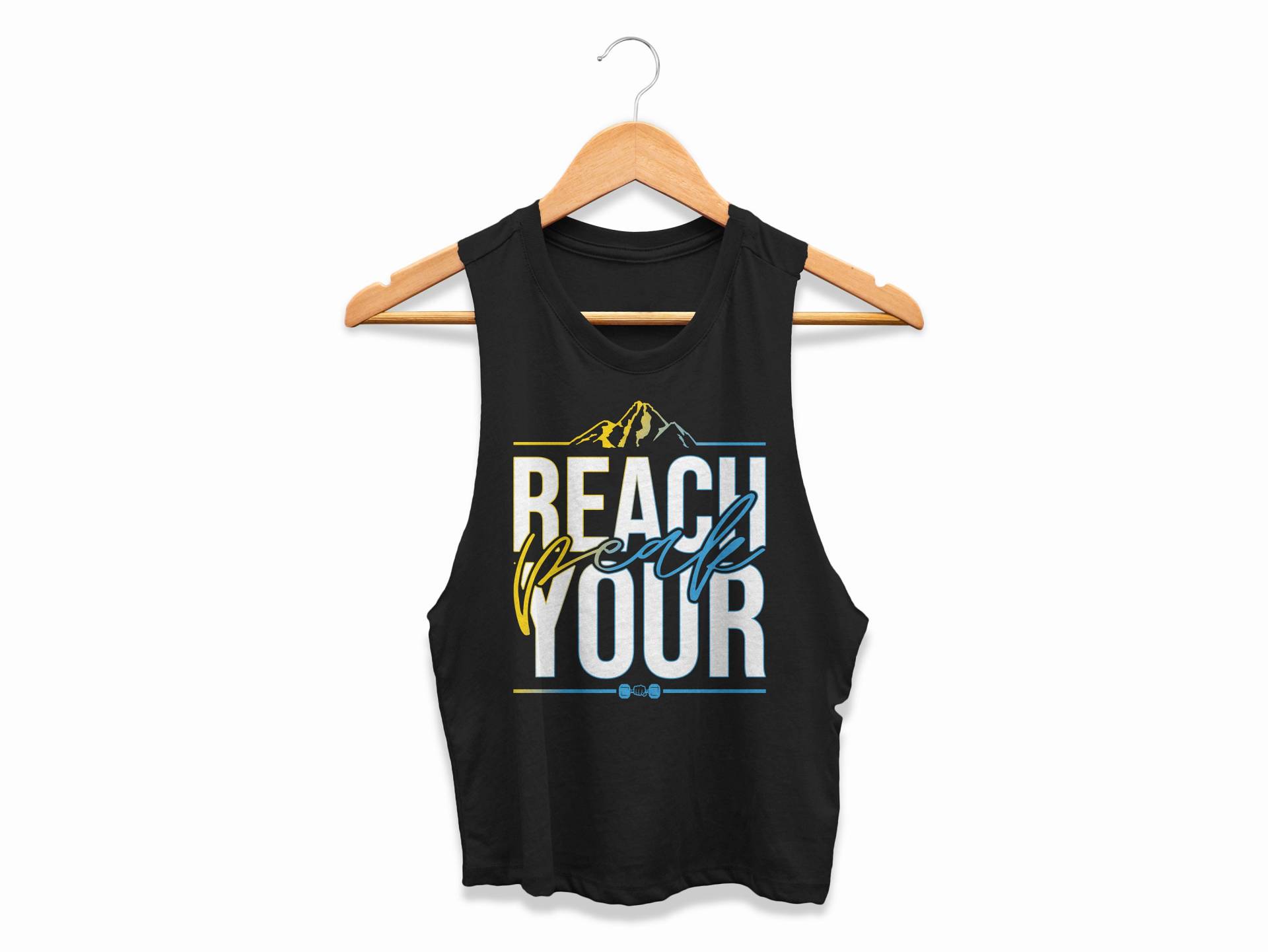 Reach Your Peak Damen Crop Top 6-45 Inspiriert Motivationsbedingter Cropped Tank Coach Challenger Shirt - White + Gradient Edition von ObsessedMerch