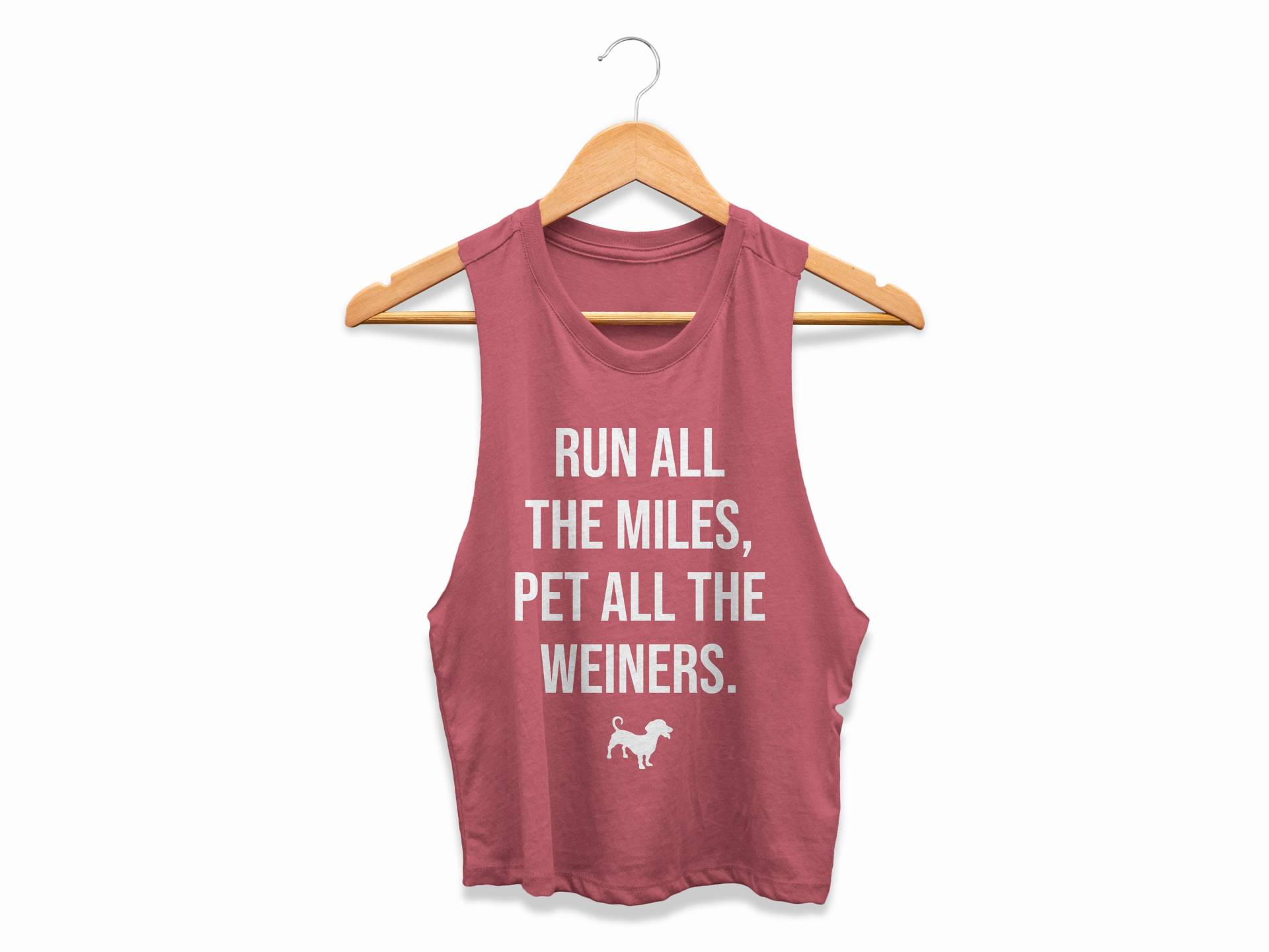 Running Tank Lustiges Weiner Hunde Shirt Run All The Miles Pet Weiners Damen Racerback Crop Top Dackel Wurst Hund Geschenke von ObsessedMerch