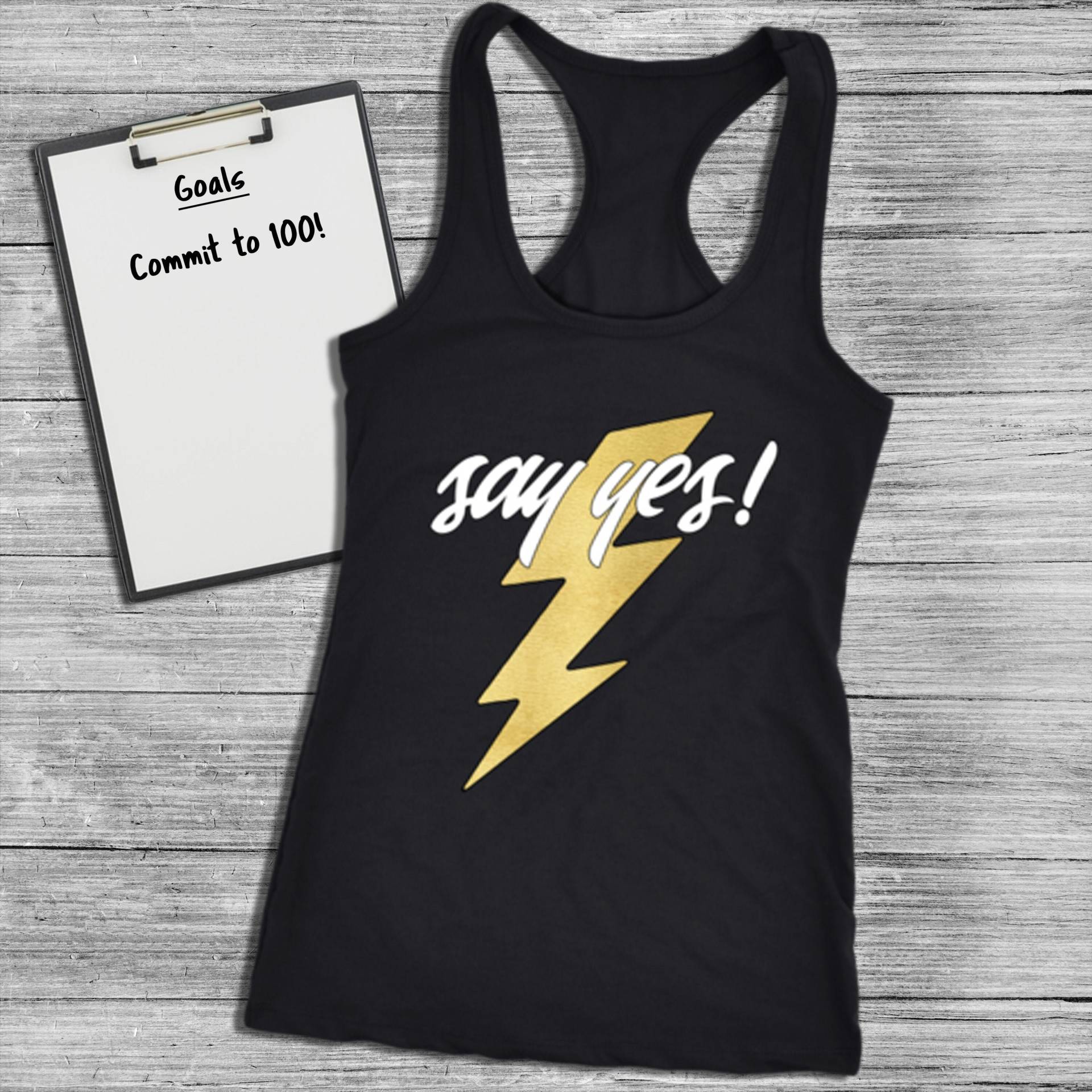 Sag Ja To 100 Morning Workout Tank Lightning Bolt Damen Racerback Coaching Geschenk von ObsessedMerch