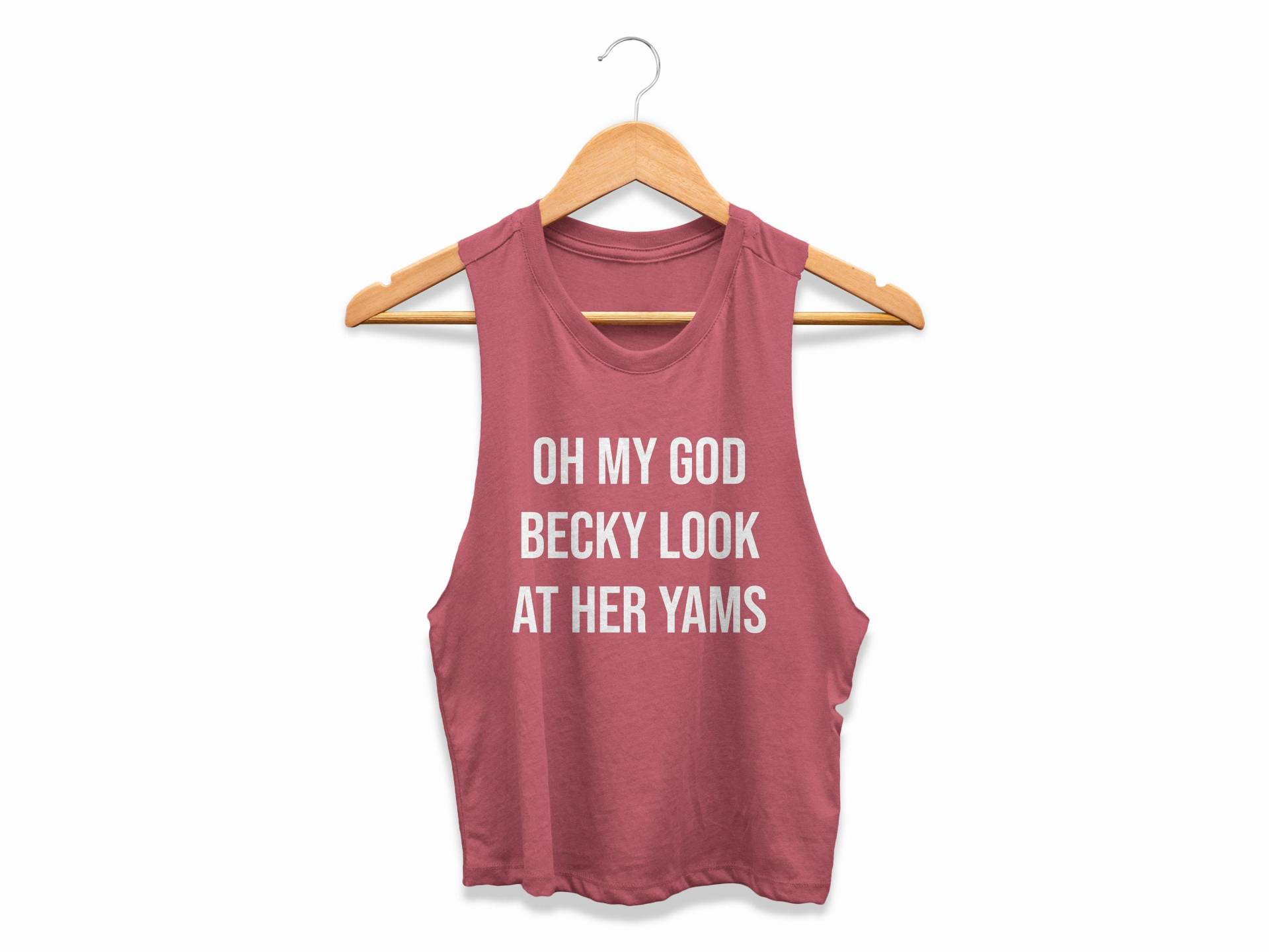 Yam Szn Crop Top Damen Lustiges Bein Day Tank Hamstring Workout Deadlift Shirt Cropped Gym Booty Geschenk | Oh My God Becky Look At Her Yams von ObsessedMerch