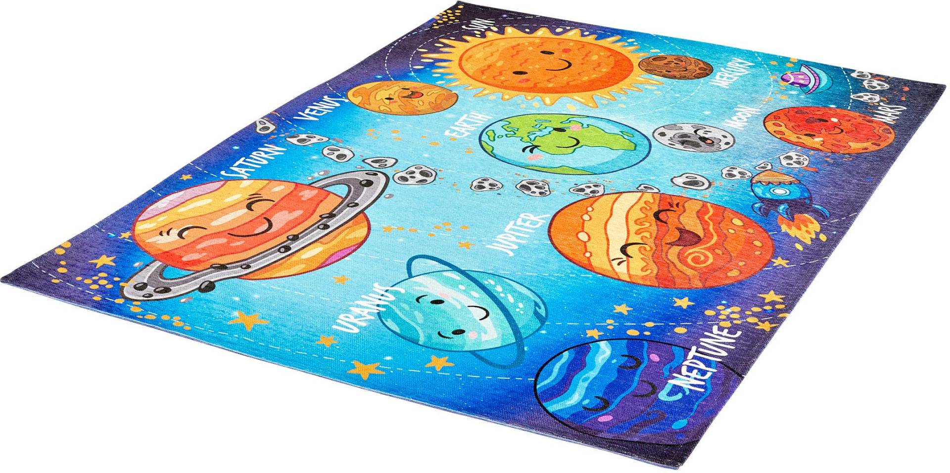 Obsession Kinderteppich "My Torino Kids 230" rechteckig 10 mm Höhe Motiv Weltall, Kinderzimmer von Obsession