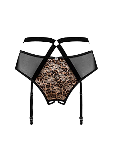 Femininer Crotchless Garter Belt mit Animal Print L/XL von Obsessive