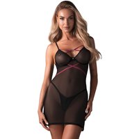 Negligé und String im Set, Dessous- Lingerie Set aus Raffiniertem Transparentes Powernet von Obsessive