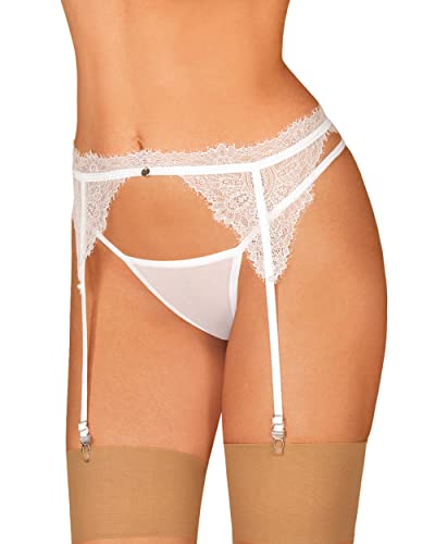 Obsessive Bianelle Garter Belt Sexy Strumpfband für Damen, Weiß, L-XL von Obsessive