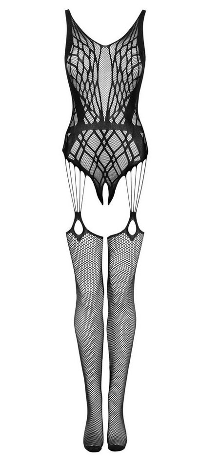 Obsessive Bodystocking Frauen Dessous ouvert Neckholder Bodystocking in schwarz transparent m von Obsessive