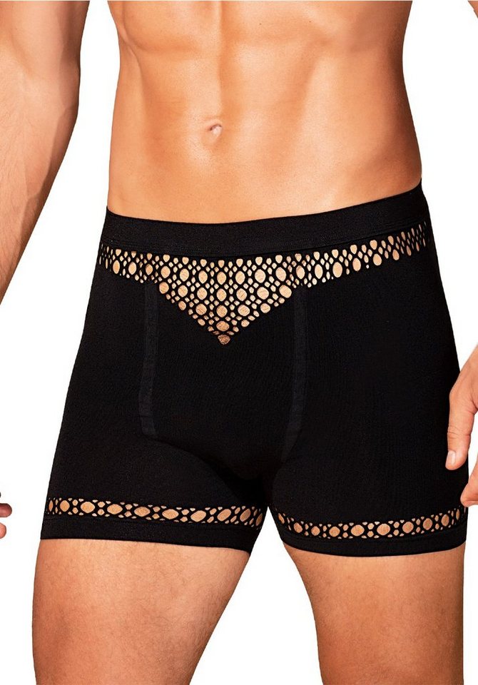 Obsessive Boxershorts Boxershorts mit Netz-Muster - schwarz (1-St) Netz von Obsessive